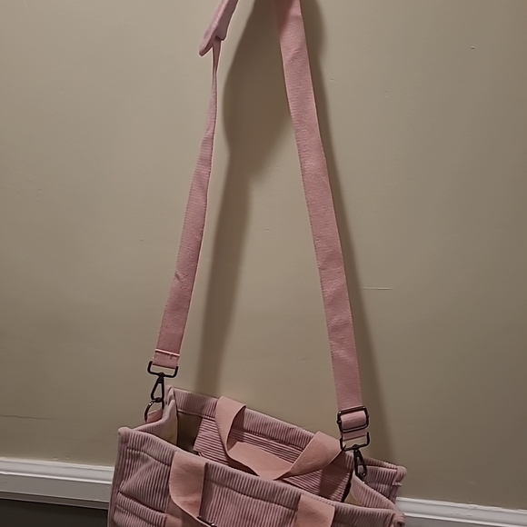 The Unbranded Brand Handbags - Baby Pink Corduroy Womens Tote Bag Collapsible Crossbody Purse